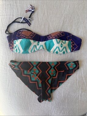 Tallow Bandeau Bikini Set in Teal, Purple & Black